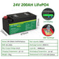 Paquete de batería LiFePO4 24V 5KW - 29.2V 200AH Batería solar de litio 6000+ Ciclos Max 32 Paralelo con RS485 / CAN Com para inversor de 24V