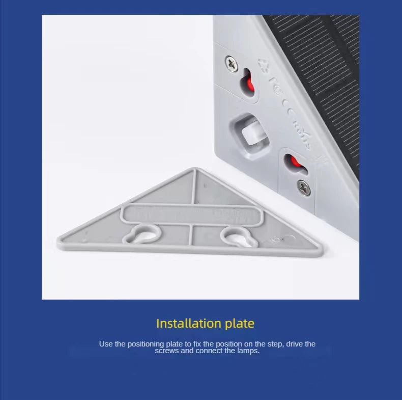 LED Outdoor Solar Anti-theft Stair Light, Attach the LED lamp to the step using the included positioning plate and screws for secure installation.