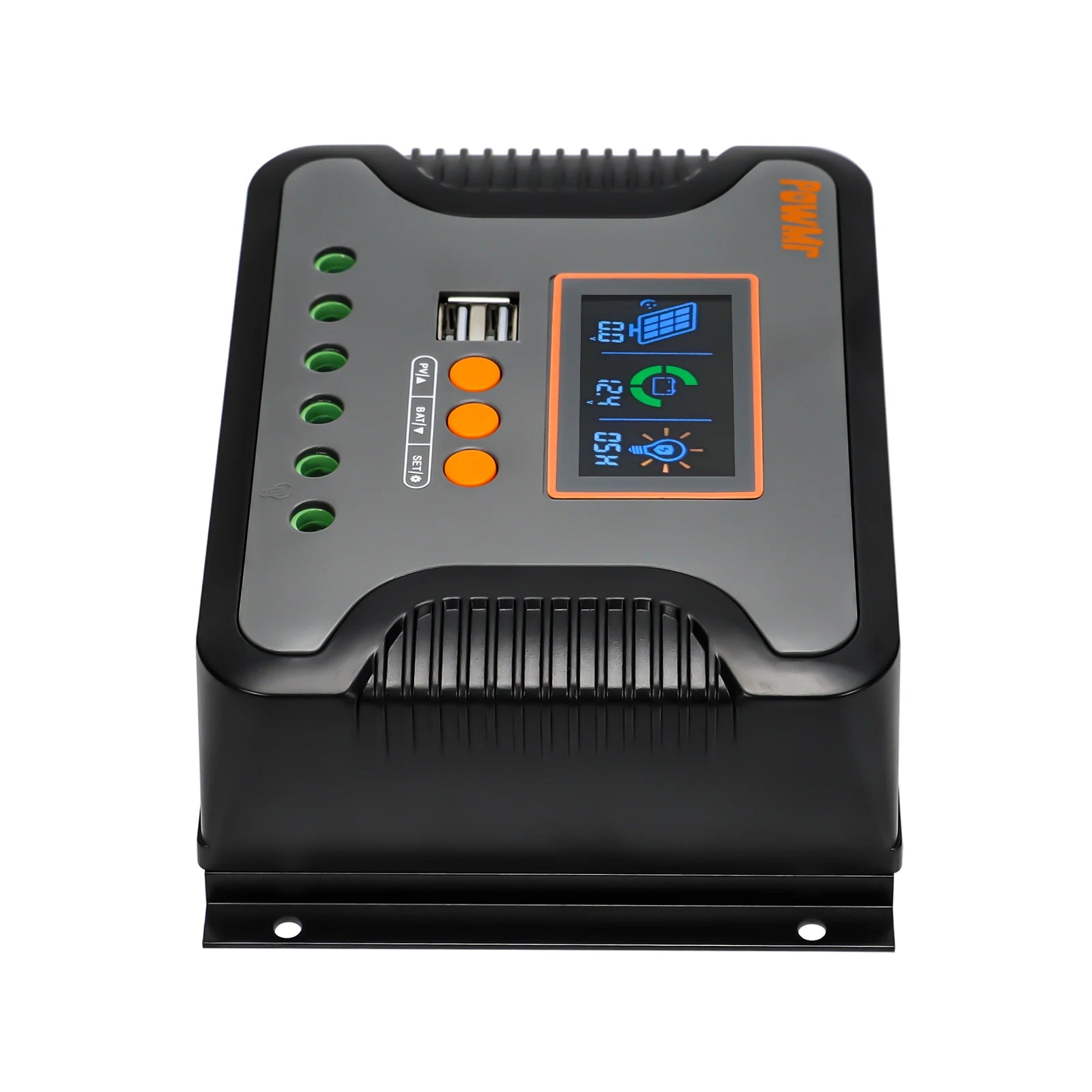 PowMr PWM 80A 60A 30A Solar Charge Controller, Automatically identifies and displays system voltage as 12V, 24V, 36V, or 48V.