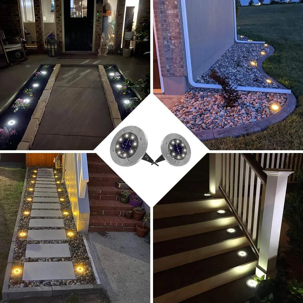 Upgraded 8/16 LED Solar lawn Light, Elegant solar-powered pathway lights for outdoor garden decoration, waterproof and durable.