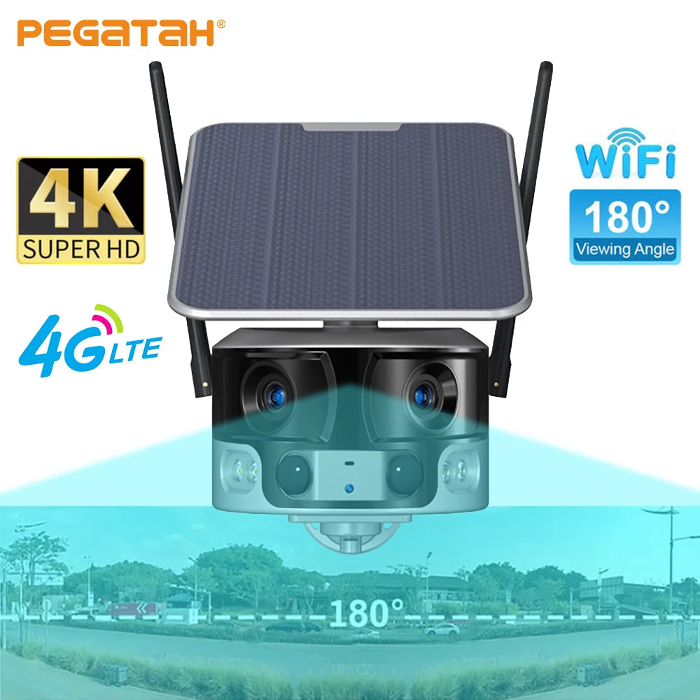 PEGATAH 8MP 4G Wireless Solar Camera, High-tech WiFi camera with 4K resolution, wide-angle view, and 4G LTE connectivity.