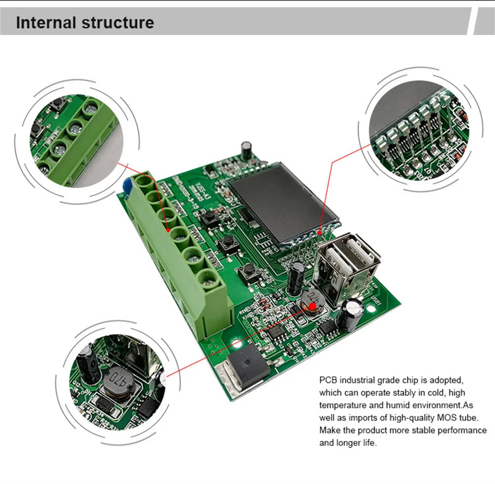 Upgraded 10A 20A 30A Solar Controller, Robust electronics: industrial-grade PCB and MOSFET chips ensure stability in harsh environments.