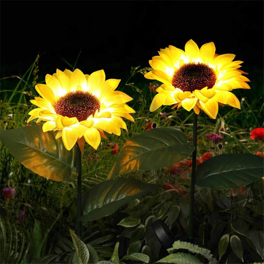 Solar Sunflower Outdoor Light IP65 Waterproof 20LED Solar Lawn Pathway Light for Patio Yard Garden Decoration Landscape Lighting