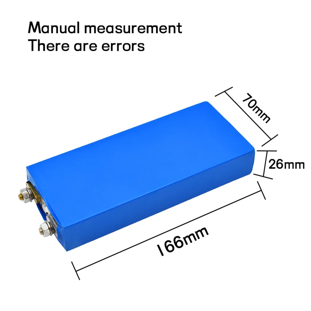 New 3.2V 25Ah LiFePO4 Battery, Dimensions: 26mm (length) x 16.6mm (width)