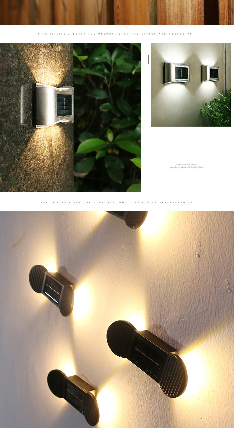 LED Solar Wall Light, Solar outdoor waterproof wall light with adjustable color and long-lasting battery life.