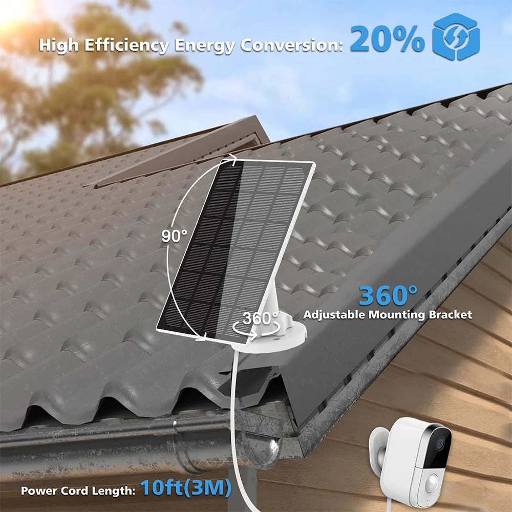 High-efficiency solar panel with adjustable mount and 3-meter cord for easy installation.