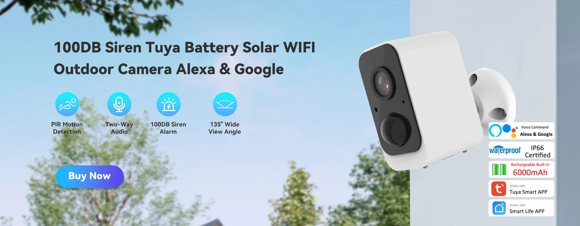 REHENTINT  OG06T Solar Camera, Wireless solar-powered outdoor camera with WiFi buzzer, water resistance, and smart home compatibility.