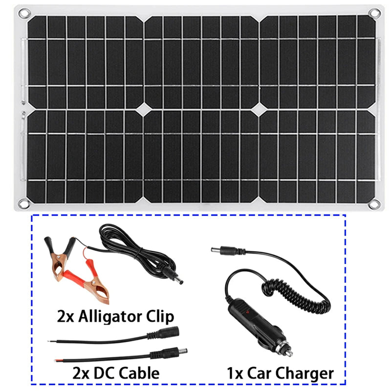 4000W/6000W/8000W Solar Panel, Two alligator clips and DC cables with car charger adapter for simple installation.
