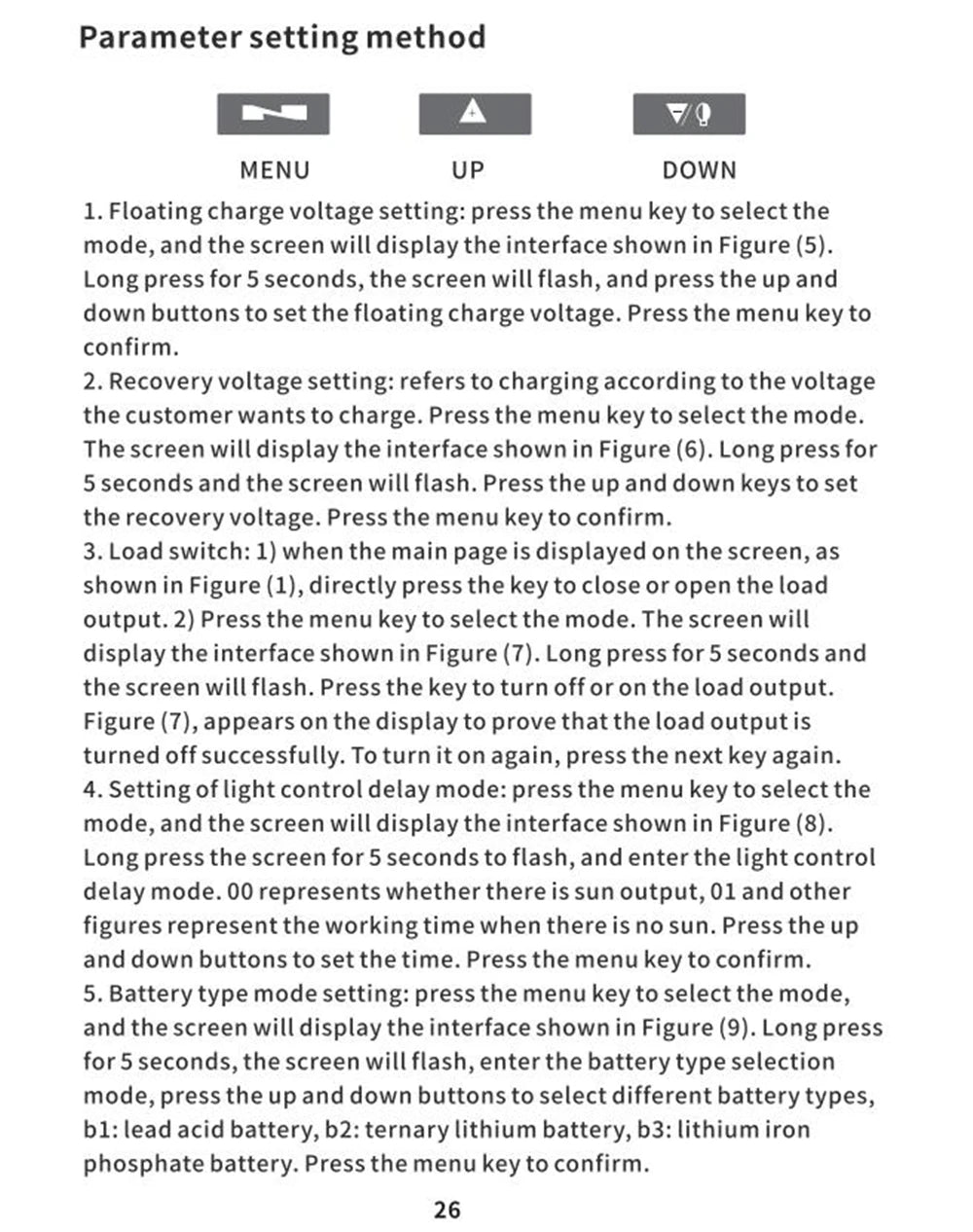 MPPT Solar Charge Controller, Solar charge controller regulates MPPT charging for various battery types, including lithium and lead-acid.