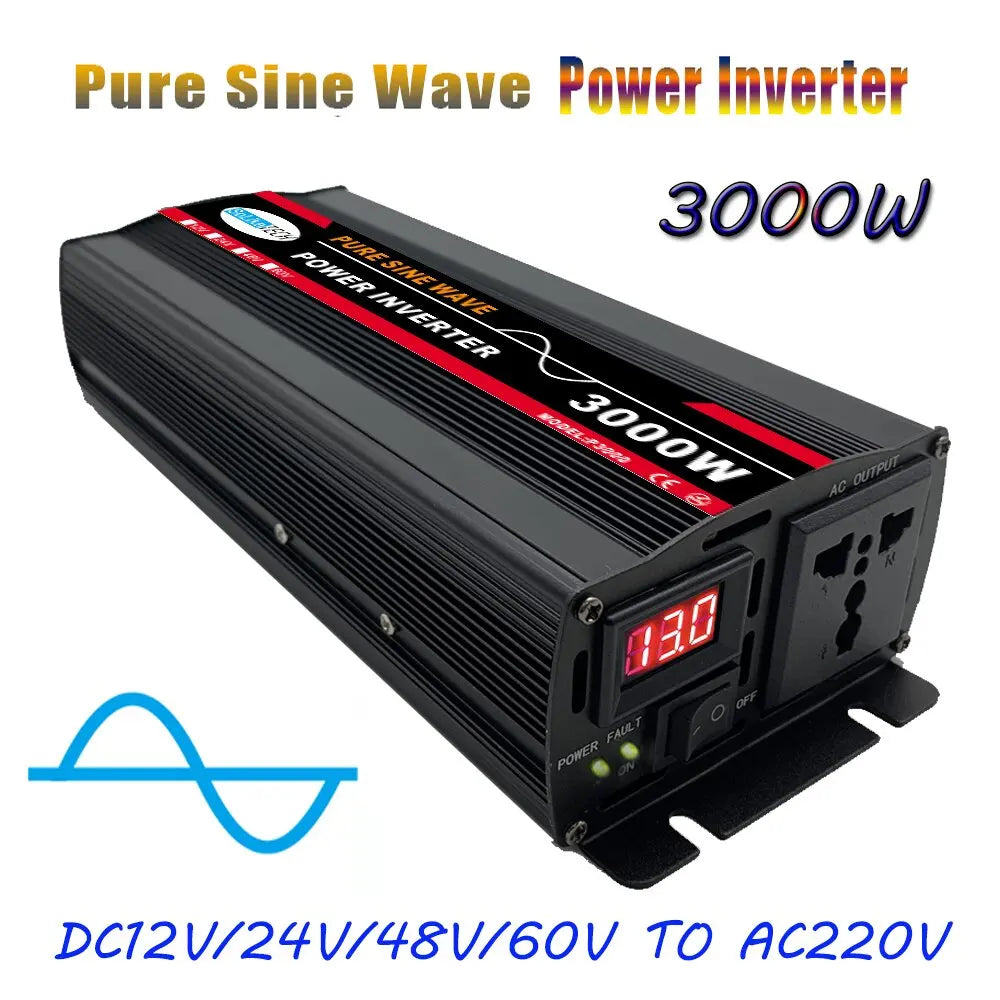 3000W/4000W/6000W Pure Sine Wave inverter, Inverter converts DC power to AC for solar-powered cars and devices.