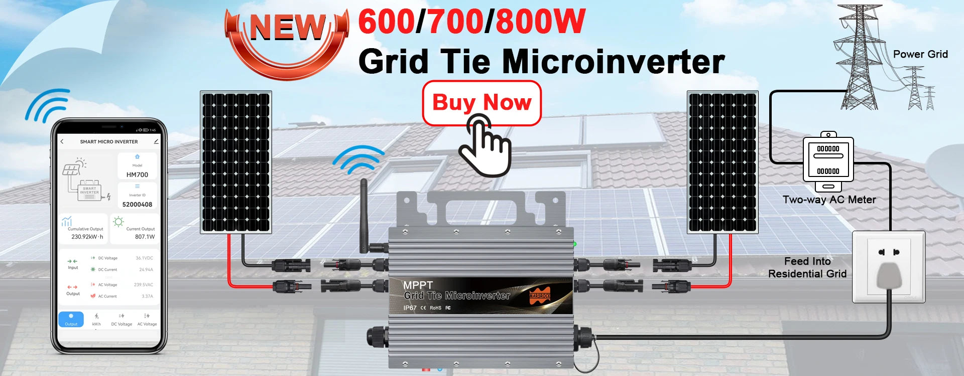 800W Grid Tie Micro Inverter