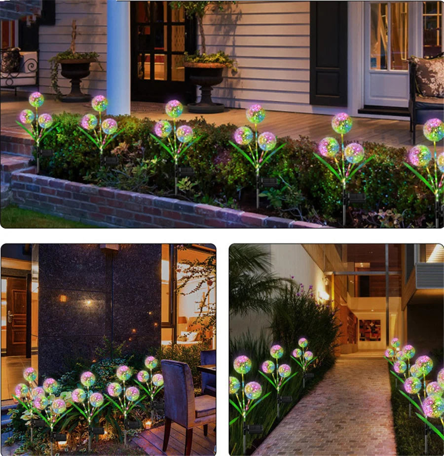 LED Outdoor Solar Light, Waterproof solar lights with 3 heads illuminate pathways and gardens, perfect for patios, parks, and lawns.