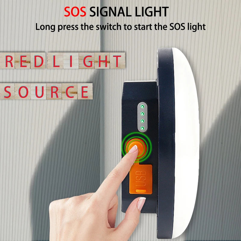 9900mAh LED Tent Light, Long-press the switch to activate the SOS emergency signal.