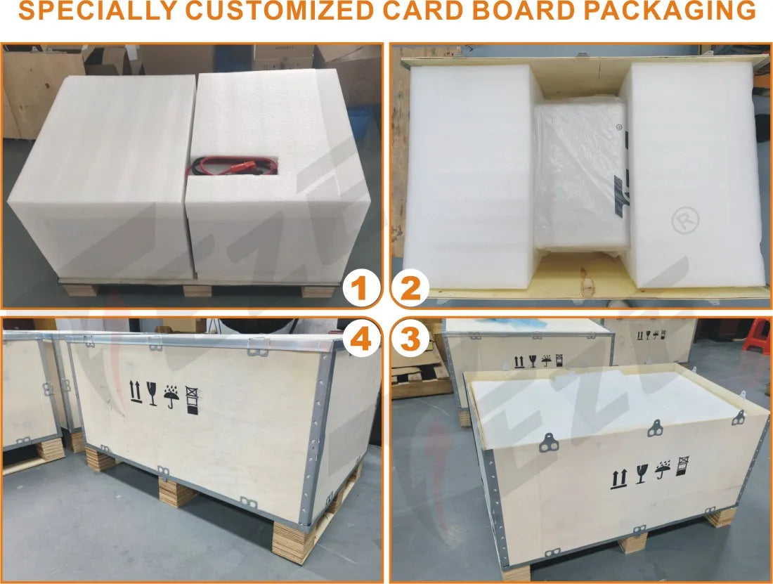 Specially customized cardboard packaging for easy transport and storage.