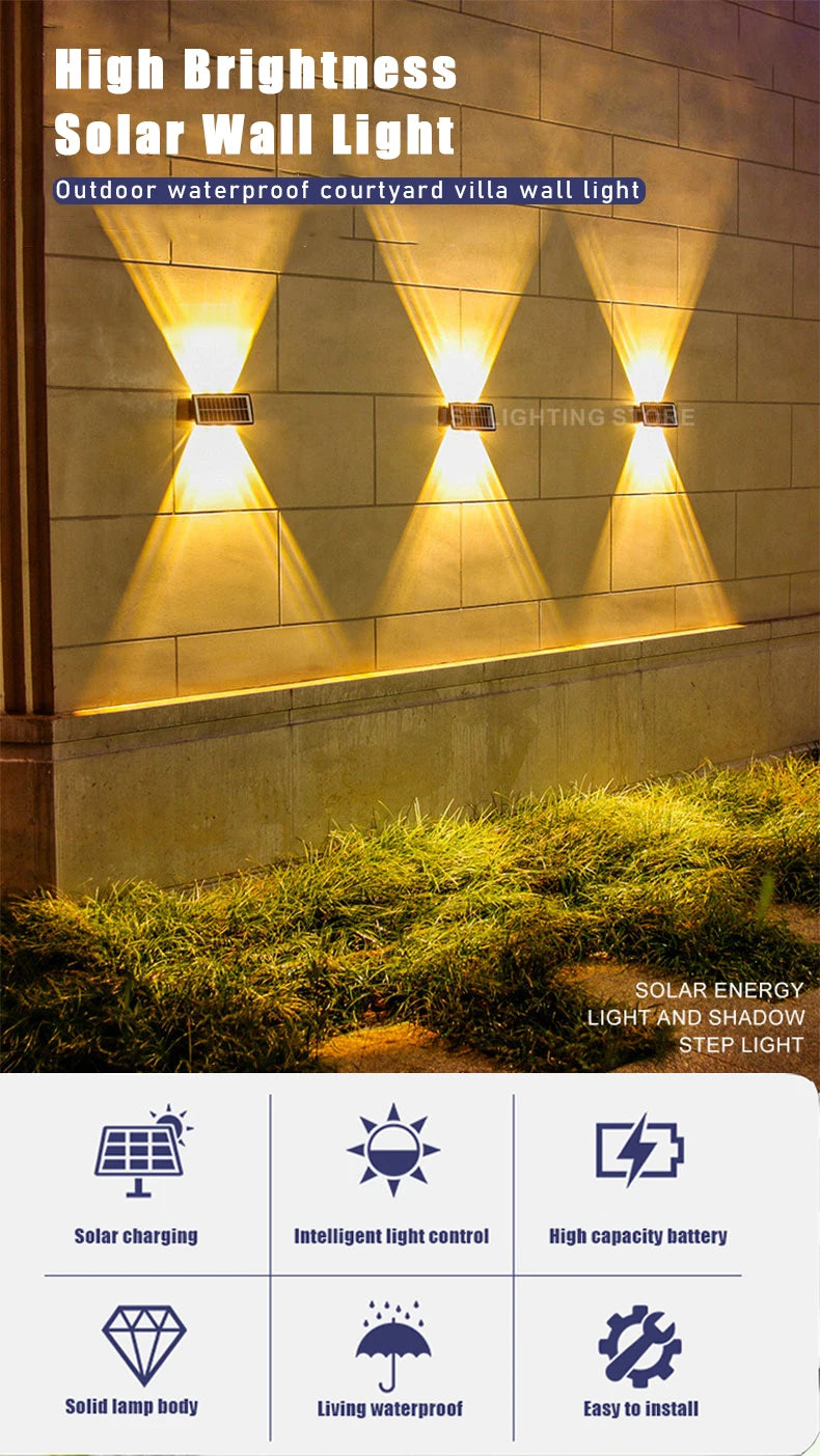 Solar LED Wall Light, Solar-powered wall light with waterproof design, smart controls, and long-lasting battery life for brightening outdoor spaces.