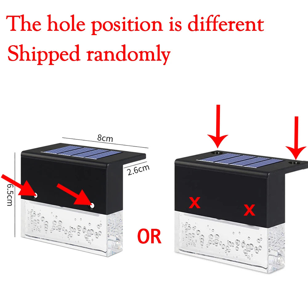 Solar LED Light, LED lights available in 3cm or 8cm diameters, standing approximately 2.6cm tall.