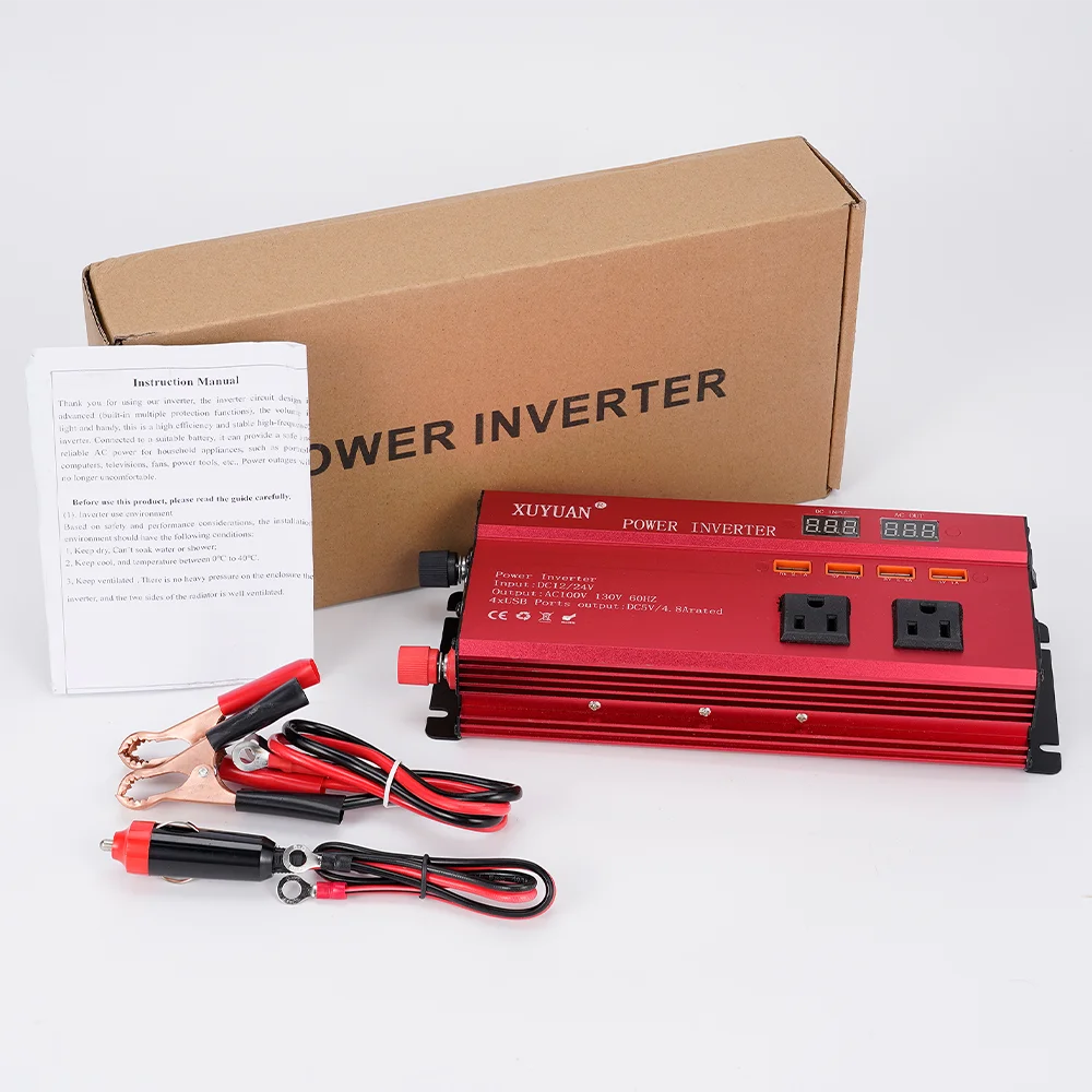 110/220V 4000W Car Inverter, Power inverter converts DC power from car/solar panel to AC power for devices; reliable and efficient.