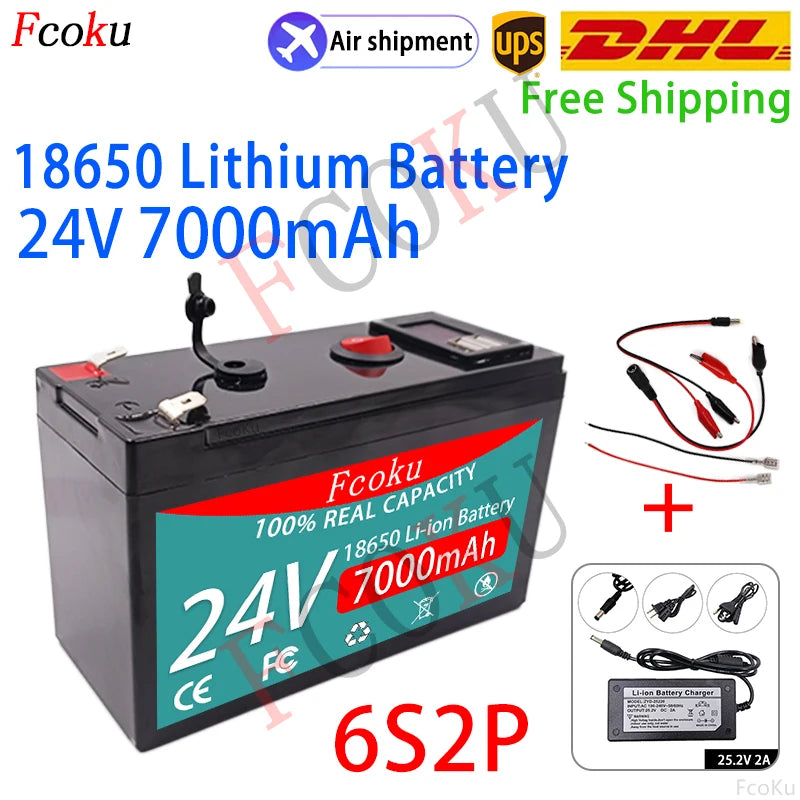 24V 7AH 18650 Lithium Battery, 18650 Lithium Battery with Free Shipping: High-quality 24V 7Ah Li-ion battery with built-in BMS and 2A charger.