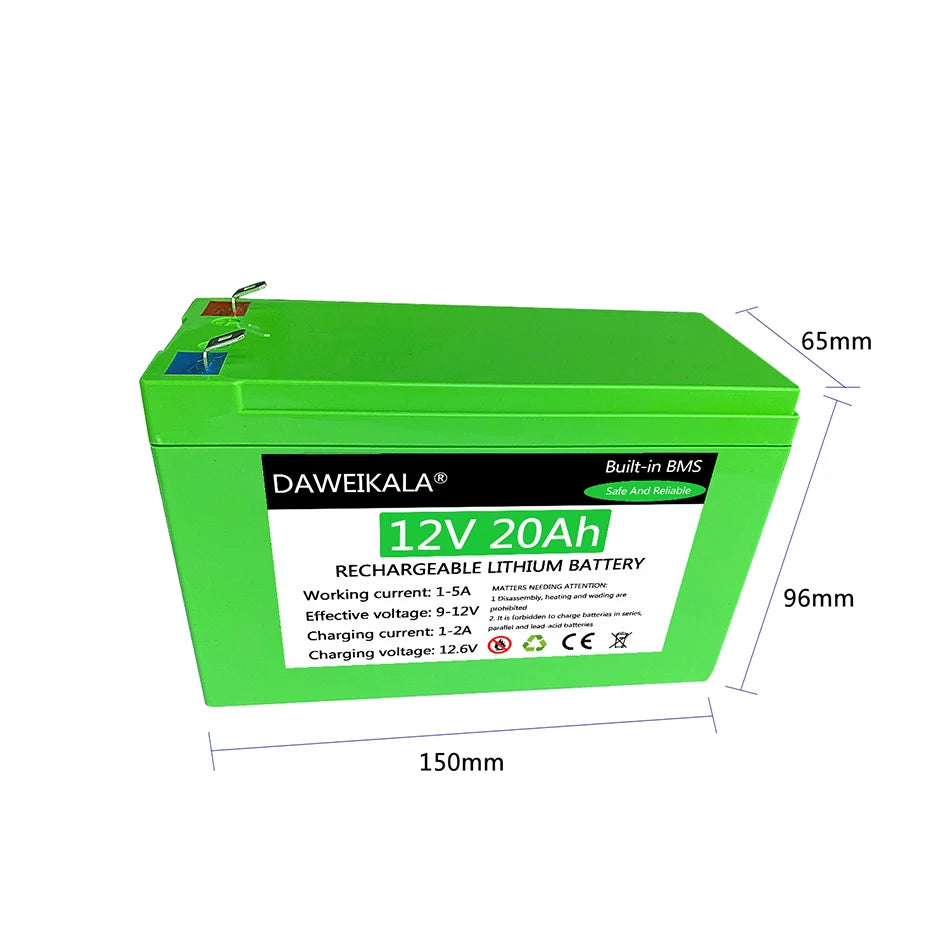 12V Battery, Rechargeable lithium battery with built-in BMS for reliable performance, suitable for hunting and walking devices.