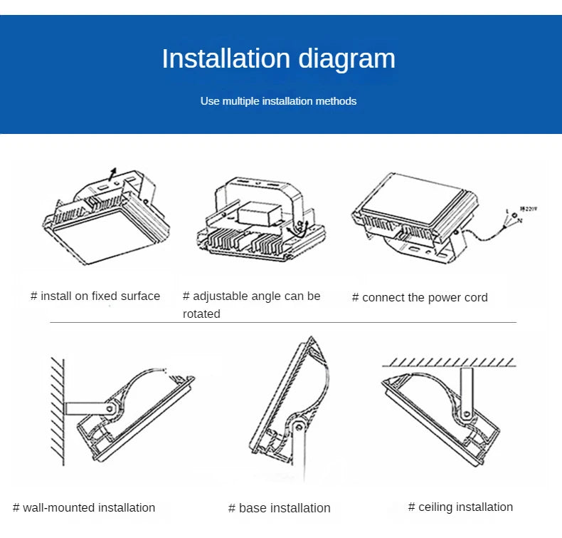 PIR Motion Sensor LED Flood Light, Easily installed LED light with flexible mounting options and rotatable feature.