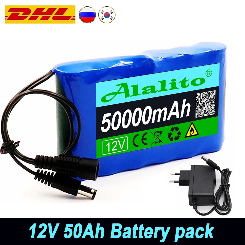 Original lithium-ion battery for CCTV cameras and monitors, 12V 14Ah with charger.