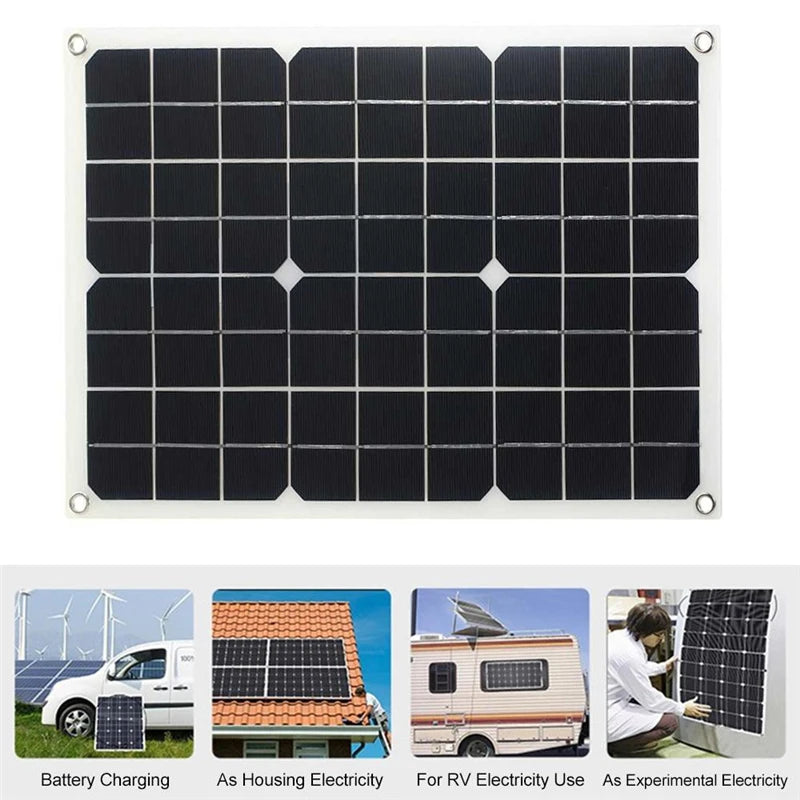 12V to 110V/220V Solar Panel, Charges batteries for off-grid RV use or experimental power generation, ideal for remote applications.