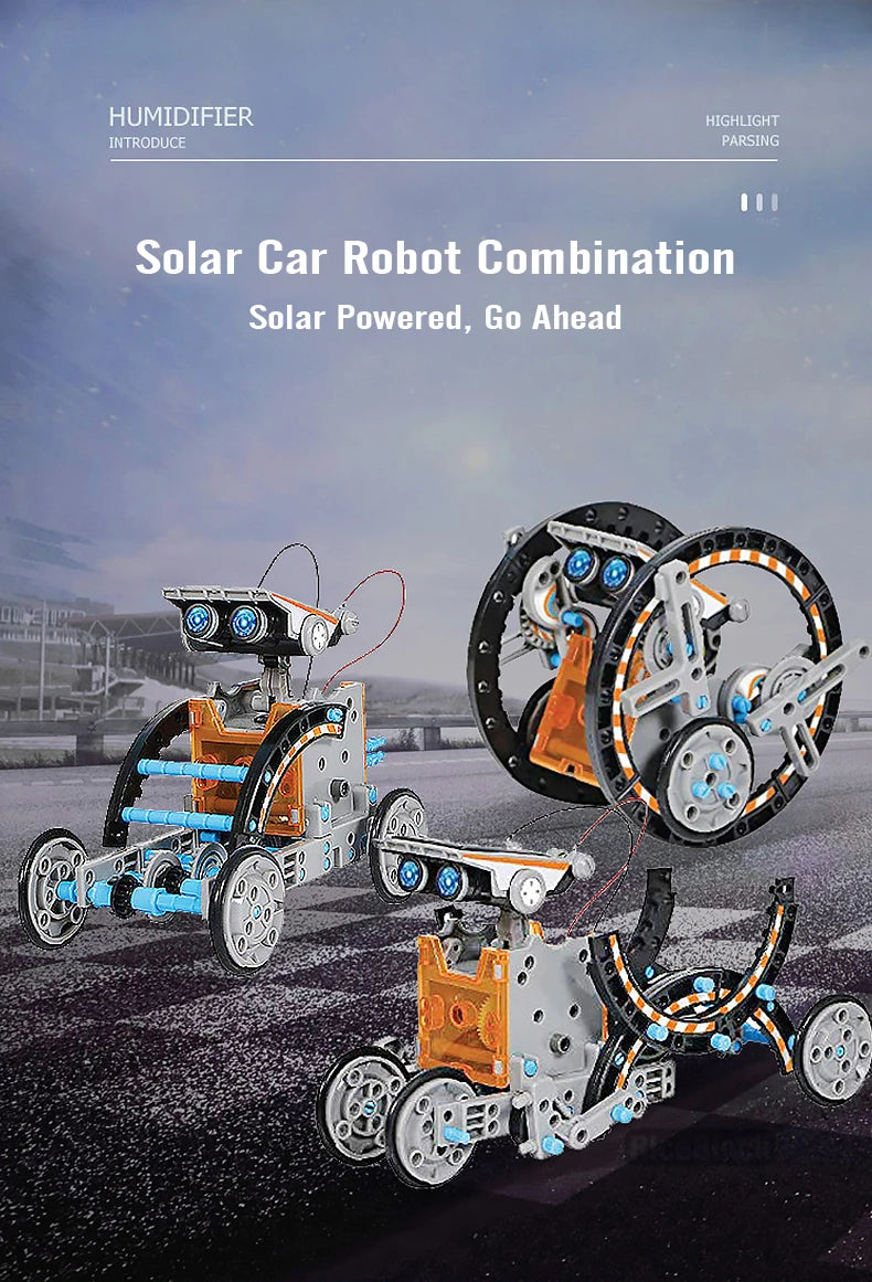 12 in 1 Science Experiment Solar Robot Toy, Solar-powered robot toy for kids, combining DIY building with science and learning.