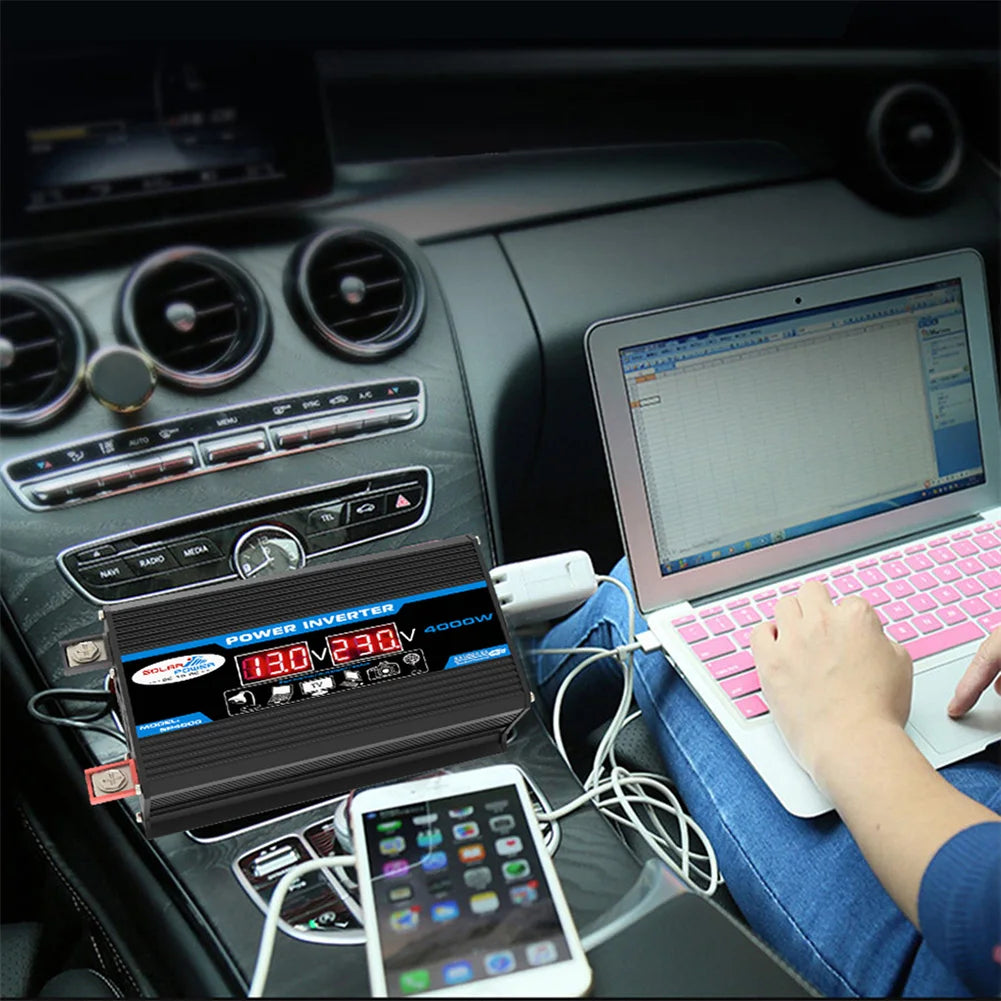 4000W Peak Solar Car Power Inverter, Connecting the converter directly to the car's cigarette lighter may cause voltage fluctuations or damage.