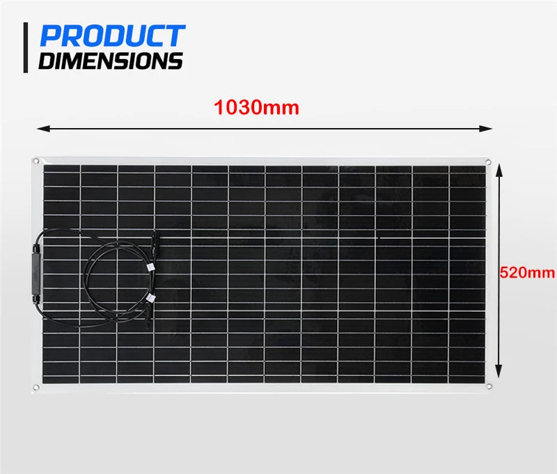 Solar Panel, Product dimensions: 10.3 inches x 5.2 inches (1030mm x 520mm)