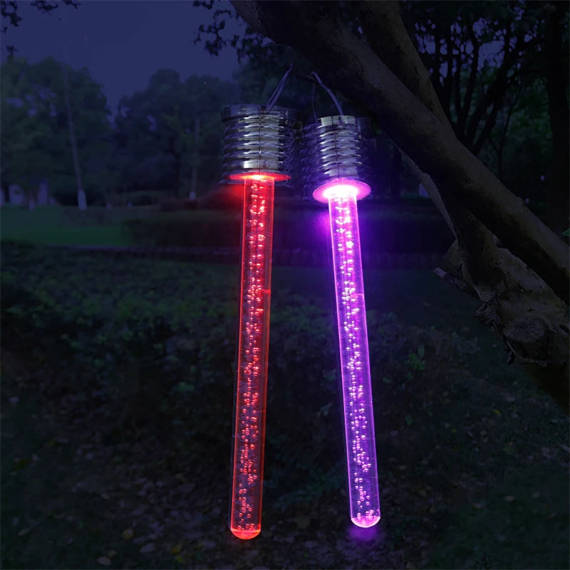 Solar light, Solar-powered acrylic chandelier with waterproof design, LED light, and colorful gradient; perfect for outdoor use.