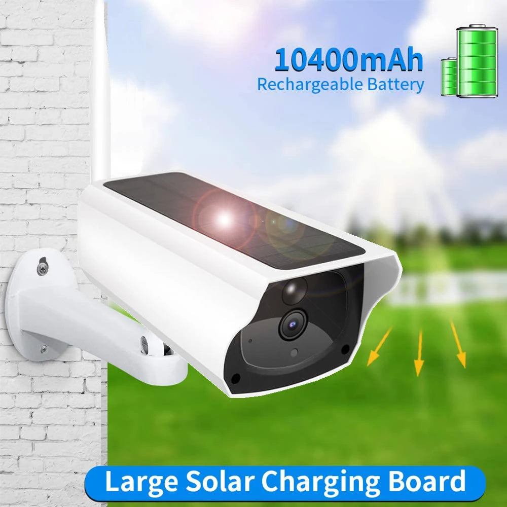 SuperDeals Tuya Smart Life 5MP WiFi Camera, Large capacity rechargeable battery with built-in solar charging board for extended power.