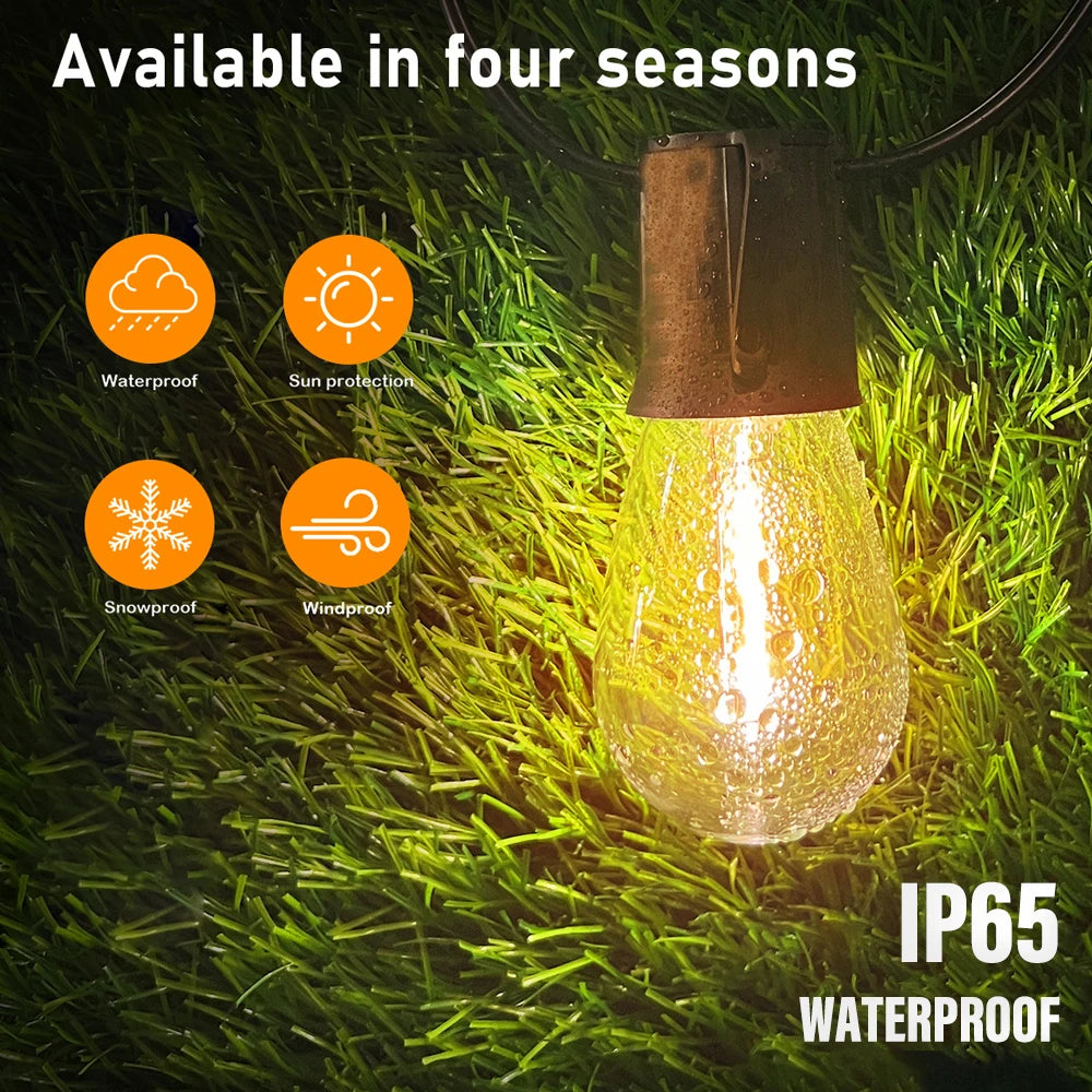 LED Solar String Light, Water-resistant and windproof outdoor lighting suitable for all seasons.