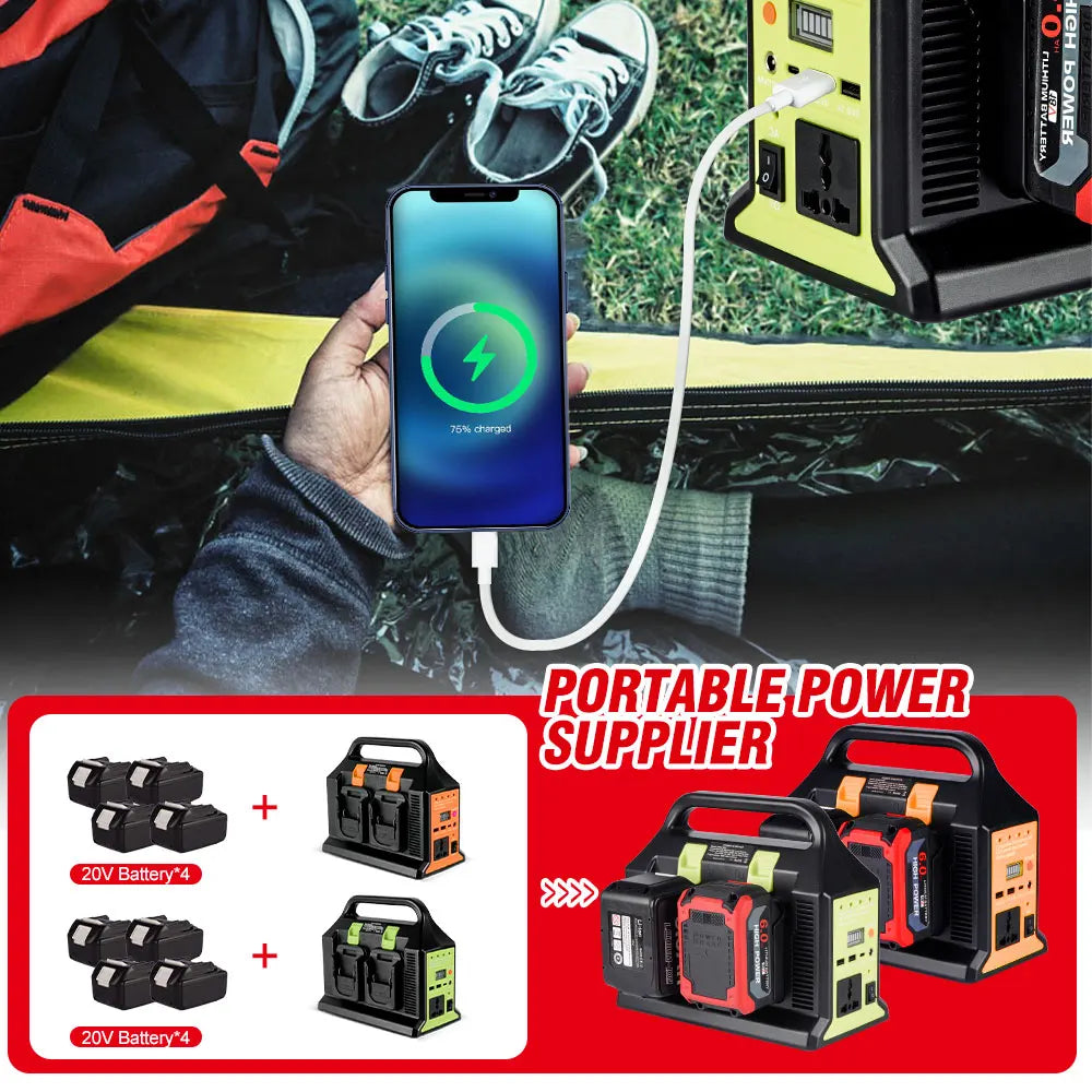 ONEVAN 300W Sine Wave Inverter, Portable power supply for 20V and 2V batteries, compatible with MAKITA 18V battery.