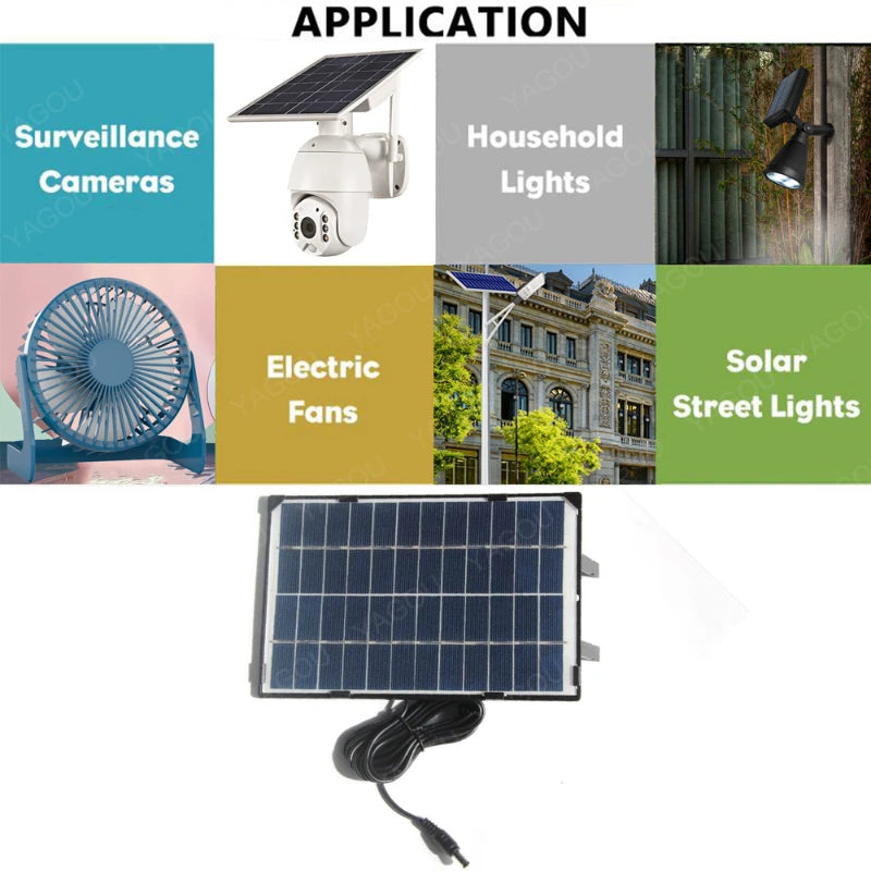30W Portable Solar Panel, Outdoor-rated power solution for surveillance, lighting, and appliances.