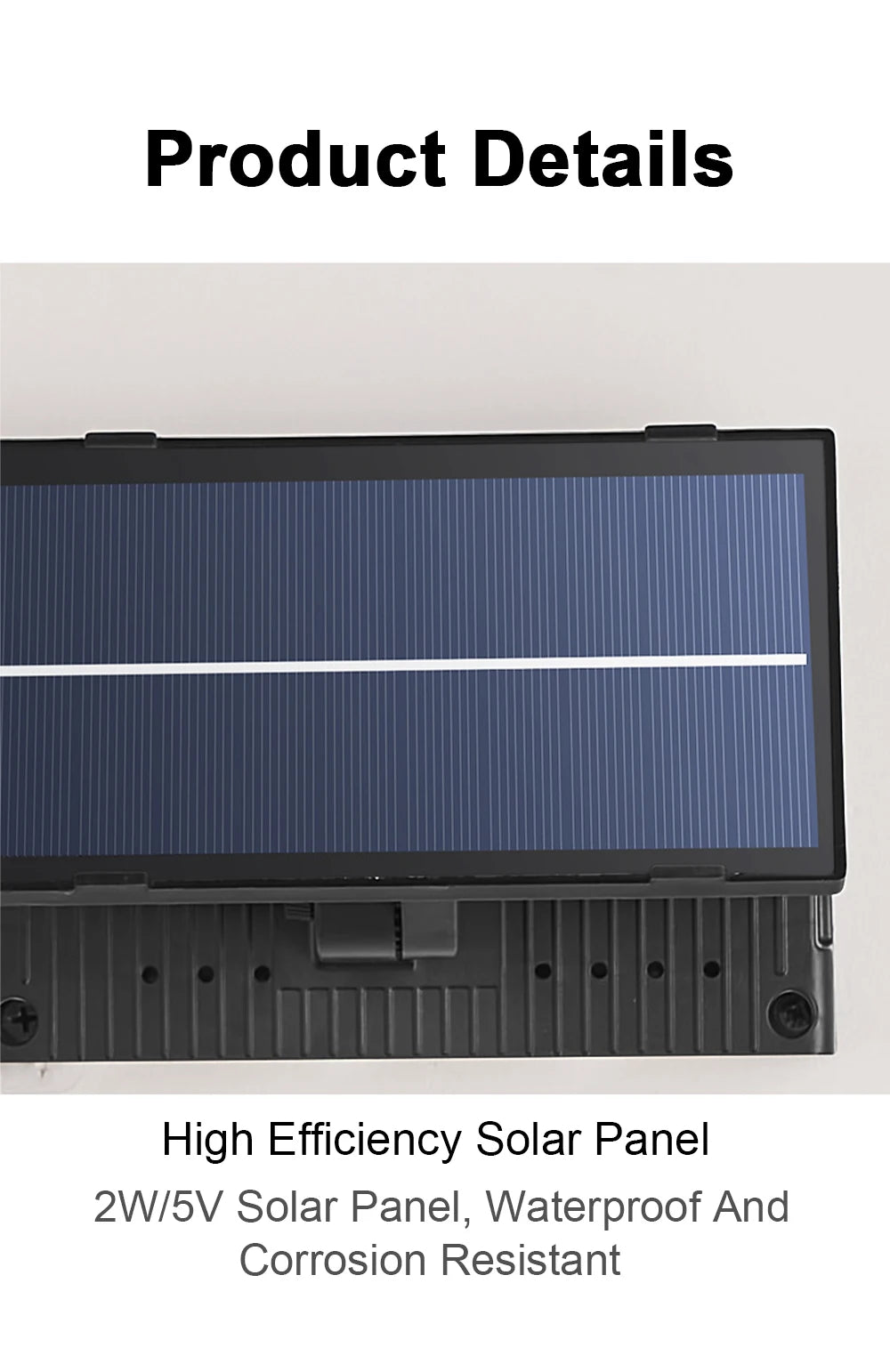 Wall Light, Features high-efficiency solar panel with waterproof and corrosion-resistant design for reliable performance.