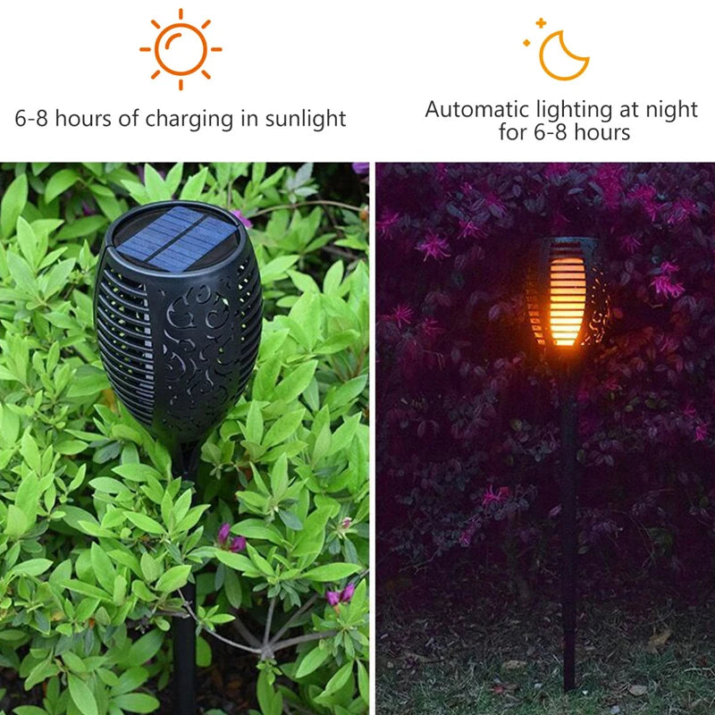 96 LED Outdoor Solar Light, Charges in 6-8 hours of sunlight, automatically illuminates for 6-8 hours at night.