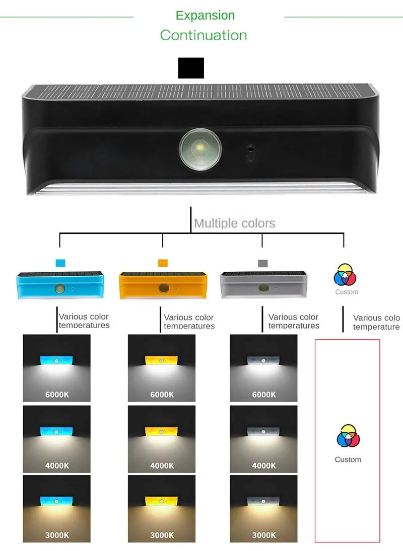 Solar outdoor light with customizable colors and temperatures, waterproof and durable.