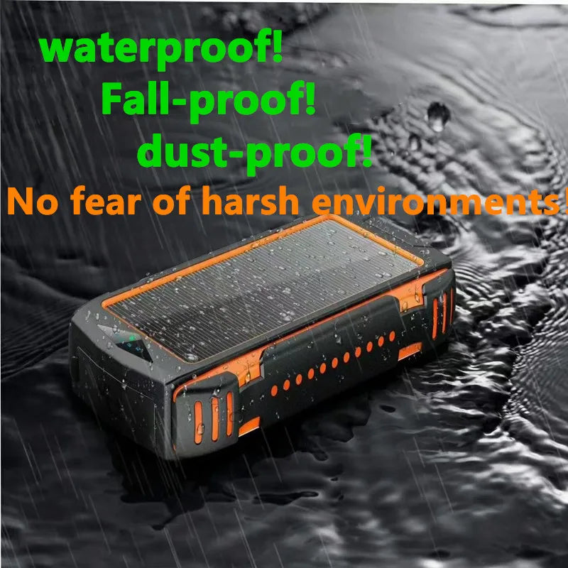 Rugged power bank resistant to water, falls, and dust, perfect for outdoor adventures.