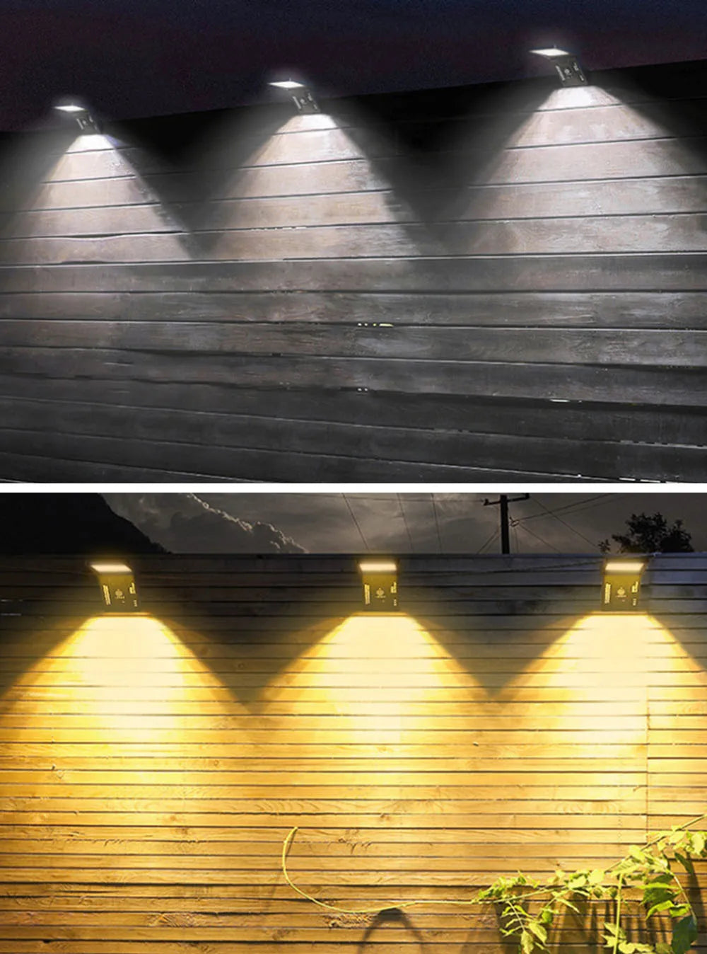 LED Outdoor Solar Wall Light, Automatically turns off after 20 seconds of inactivity, turns on at night with motion detection.