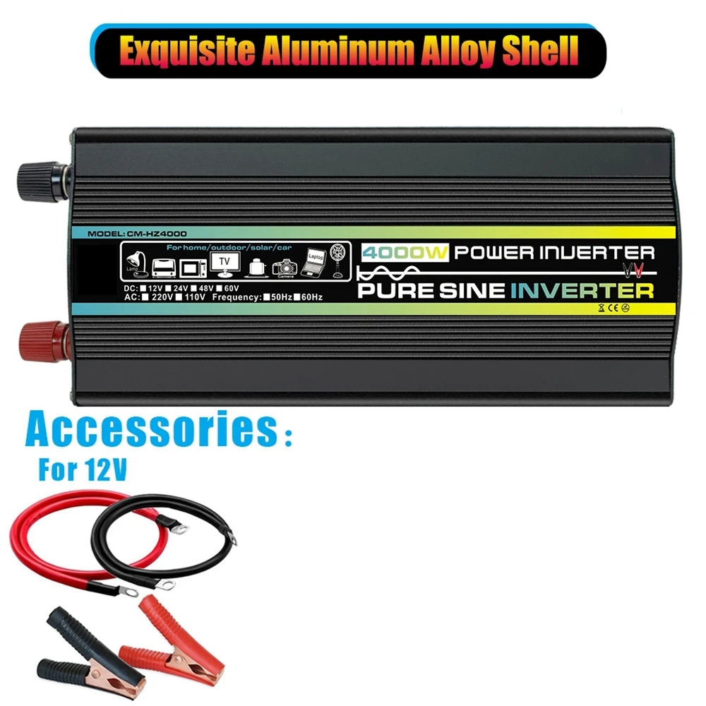 Pure Sine Wave Inverter for charging and powering devices from 12V batteries.