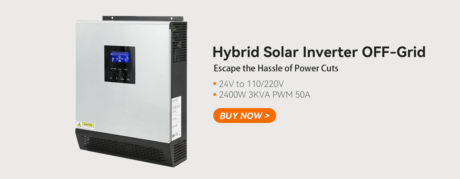 PowMr 110V Solar Inverter, Hybrid solar inverter for off-grid living, converts DC to AC power.