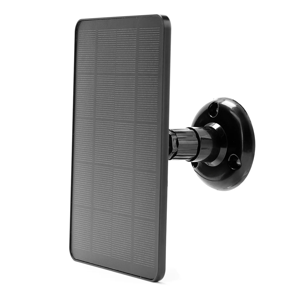 10W Solar Panel, Charges security cameras via Micro USB, ideal for Arlo and Eufy devices.