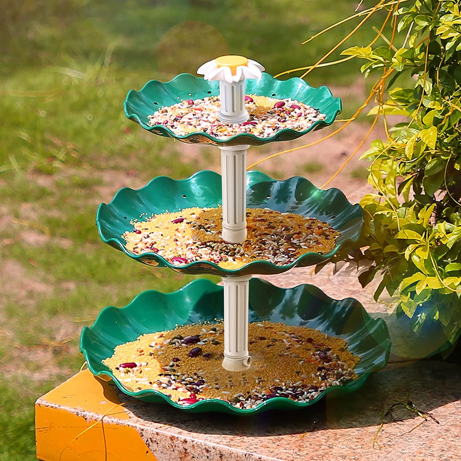 3 Tiered Bird Bath with 3W Solar Pump - DIY Solar Fountain Detachable and Suitable for Bird Bath, Garden Decoration