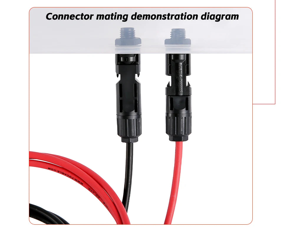 10/20/40/100PCS Solar PV Connectors, Diagram shows solar connector mating process