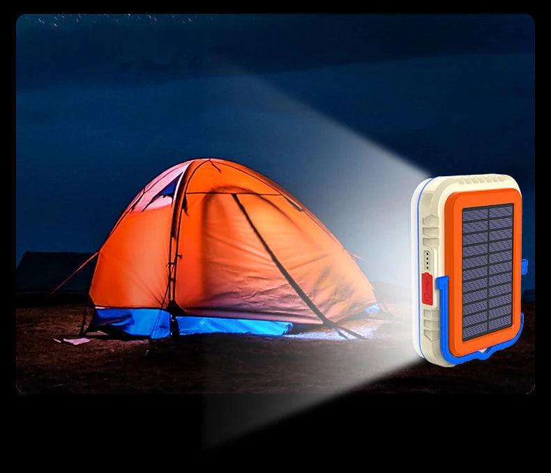 Solar lantern with waterproof design, rechargeable LED lighting for outdoor use.