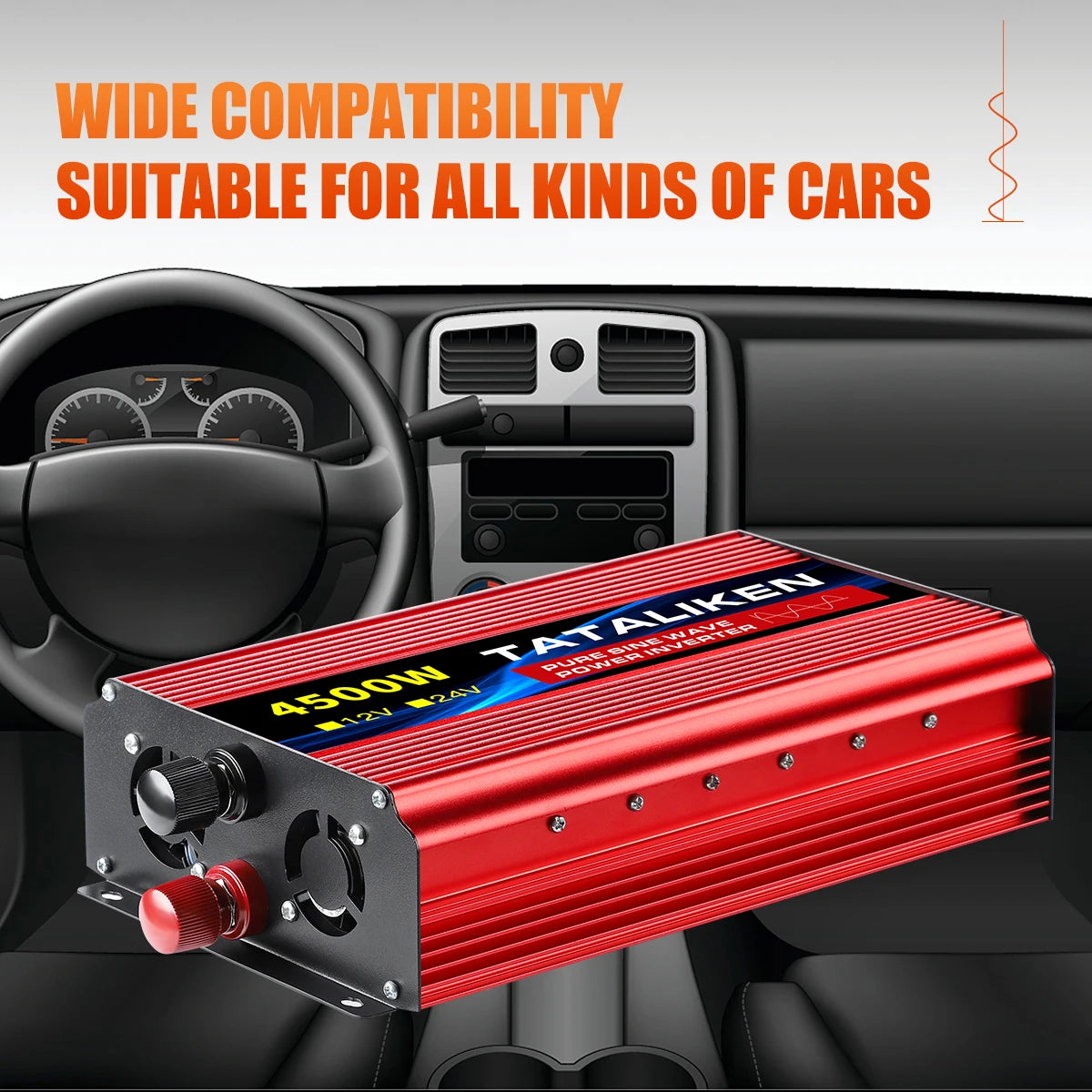 pure sine wave inverter, Tataliken Universal Power Adapter with AC 220V output, 1500W power, and 50Hz frequency.