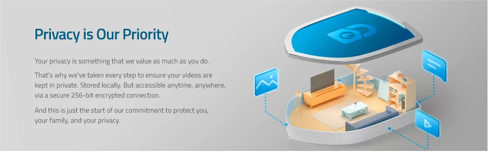 Eufy C210 SoloCam, Private video storage with local access, 256-bit encryption, and commitment to protecting privacy.