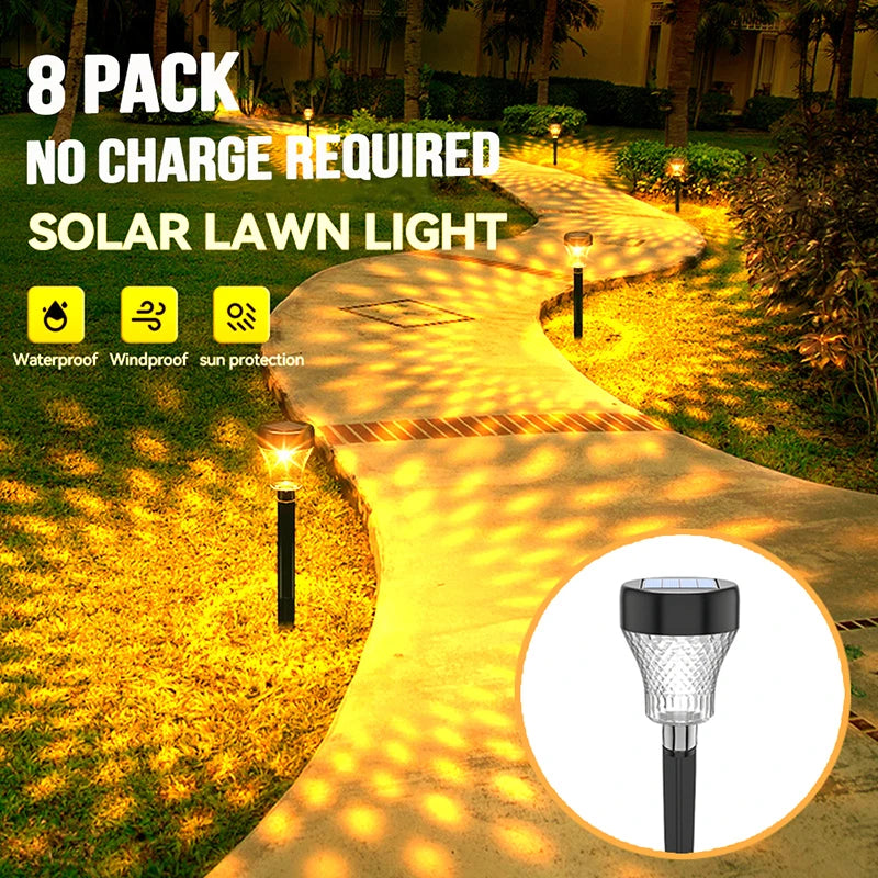 LED Lawn Solar Light, Water-resistant and windproof solar lawn light provides year-round sun protection.