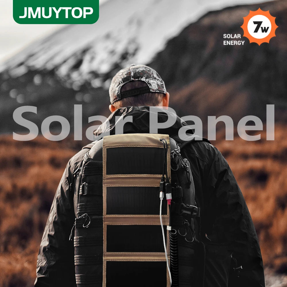 JMUYTOP Foldable usb 5v solar panel, Portable solar charger with foldable panel charges mobile devices anywhere.