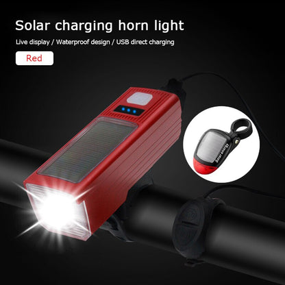 Solar Bike Light USB Charge Bicycle Light with Bicycle Horn - Waterproof Cycling Light 2000mAh As A Power Bank with 130dB Tweeter